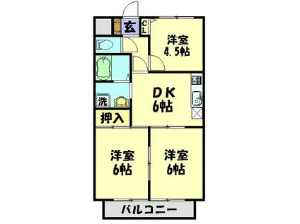 ディアコート壱番館(3DK/3階)の間取り写真