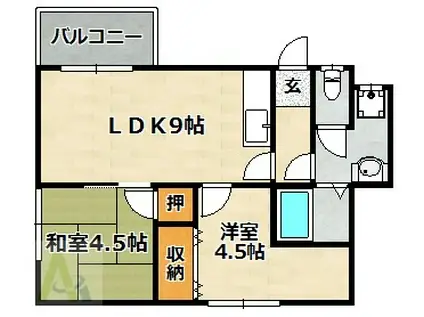 南五葉ハイツ(2LDK/3階)の間取り写真
