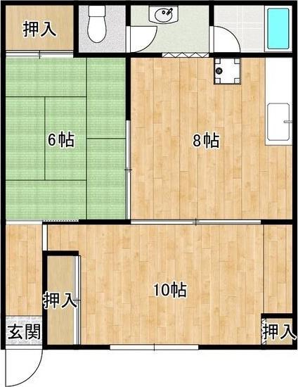チャンピオン兵庫ビル(2LDK/1階)の間取り写真