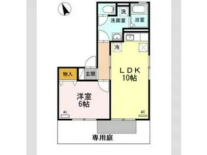 ヴィラージュルピナB(1LDK/1階)の間取り写真