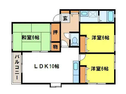 サニーコート筑紫野(3LDK/2階)の間取り写真