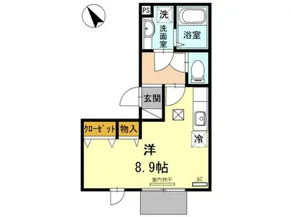 グランアヴァンティII B棟(ワンルーム/1階)の間取り写真