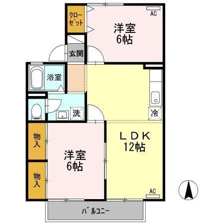 KUWA HOUSE(2LDK/2階)の間取り写真