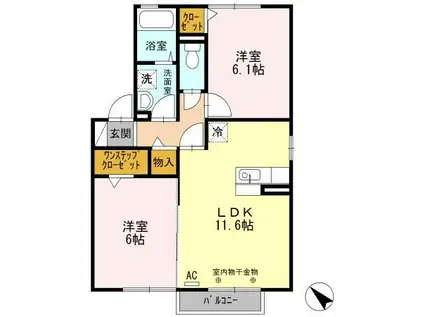 春夏秋冬 夏(2LDK/2階)の間取り写真