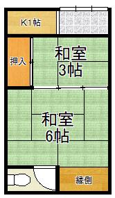 竹田文化(2K/1階)の間取り写真