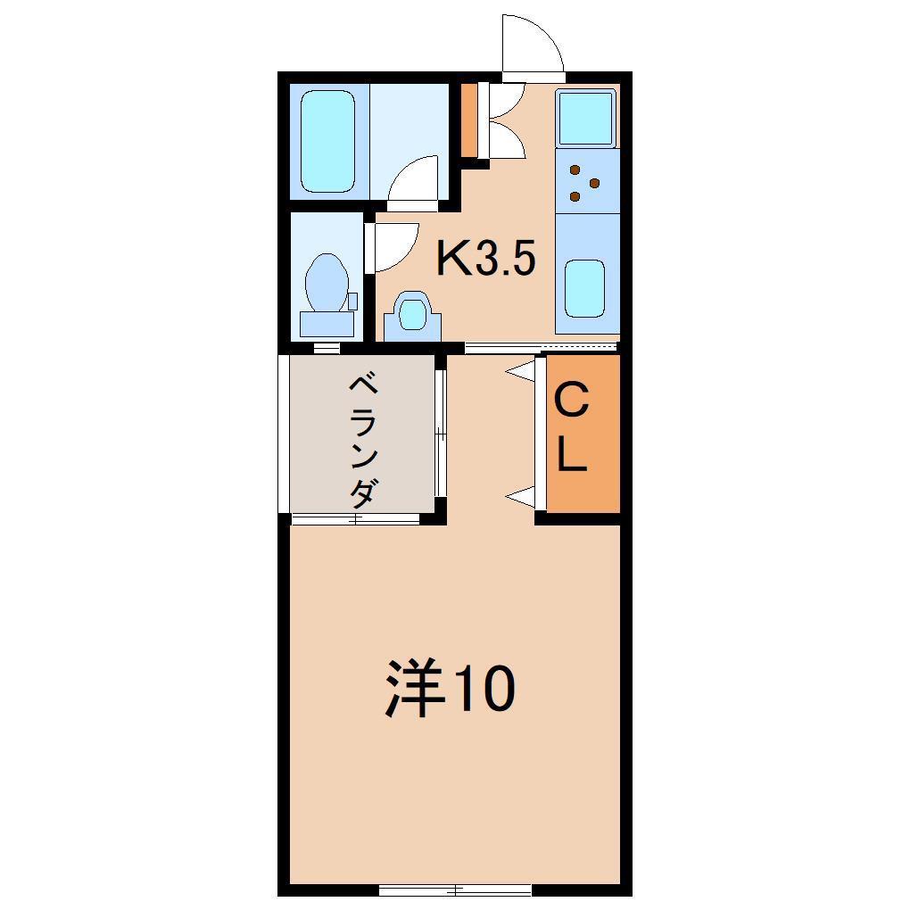 エルセラーン10(1K/2階)の間取り写真