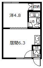 神居7・16ハイツ(1DK/2階)の間取り写真