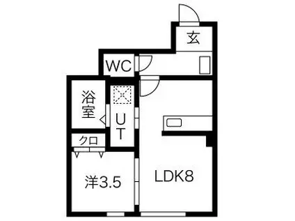 コヒナハウス(1LDK/1階)の間取り写真