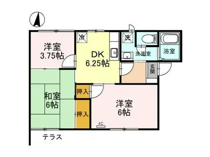 リッチハイム桜(3DK/1階)の間取り写真