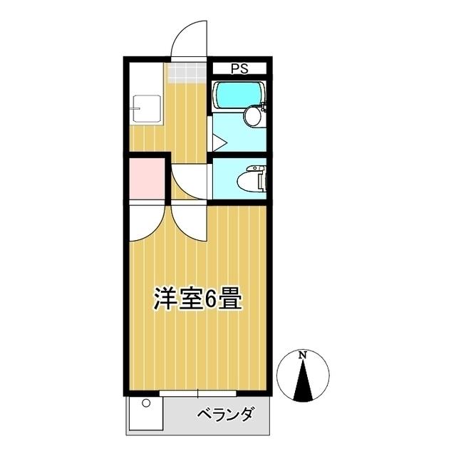 クリオコート小原 B棟(1K/2階)の間取り写真