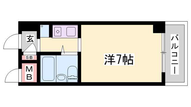 ウイングス北平野(ワンルーム/3階)の間取り写真