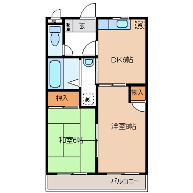 フォレスト小松(2DK/2階)の間取り写真