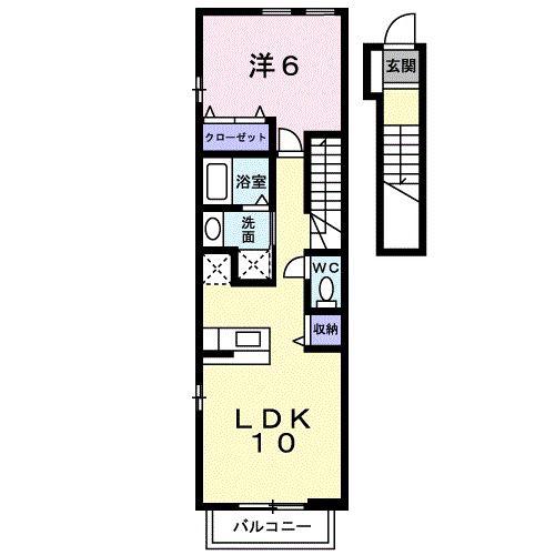 レイクウイン(1LDK/2階)の間取り写真