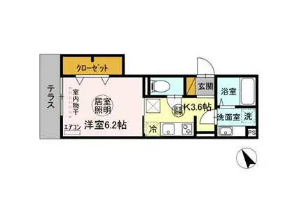 リバービレッジ(1K/1階)の間取り写真