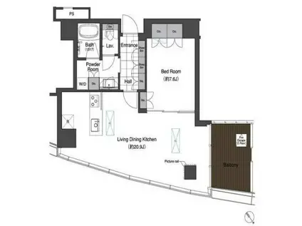 スカイハウス浜離宮(1LDK/16階)の間取り写真