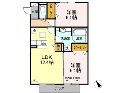 セジュール・フーキC(2LDK/1階)の間取り写真