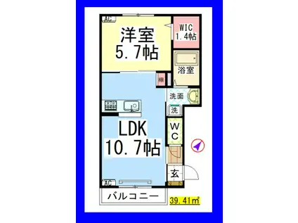 AF ブライトストーン(1LDK/2階)の間取り写真