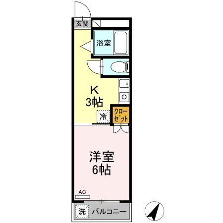 第1パークサイドマンション(1K/4階)の間取り写真