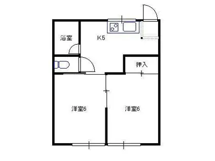 サンハイツ鈴木A(2K/2階)の間取り写真