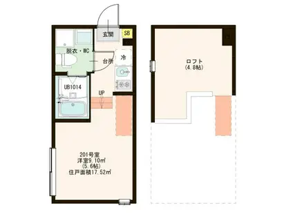 ハーモニーテラス足立XVII(ワンルーム/2階)の間取り写真