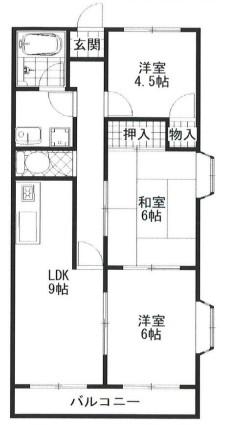アーバン滝野(3LDK/3階)の間取り写真