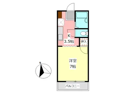 ハイツアルメリア(1K/1階)の間取り写真