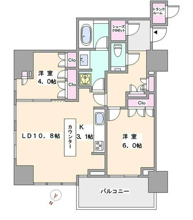 ザ・パークハウス高輪タワー 9階階 間取り