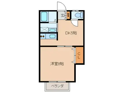 コーポキャロルL(1DK/1階)の間取り写真