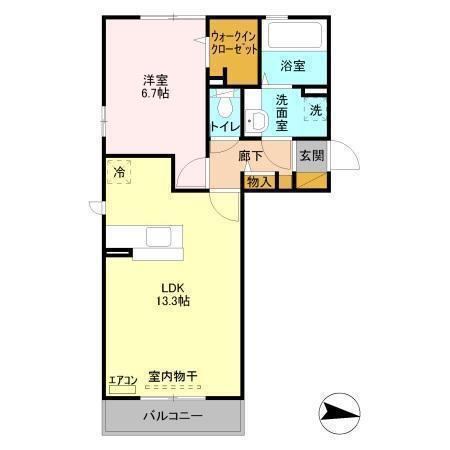 ロチュス(1LDK/2階)の間取り写真