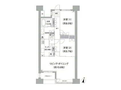 ABITI MEGURO(2LDK/5階)の間取り写真