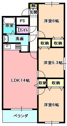 マンション麻績(3LDK/4階)の間取り写真