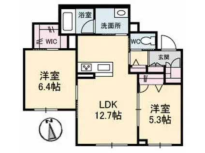ベレオ昭和 B(2LDK/2階)の間取り写真