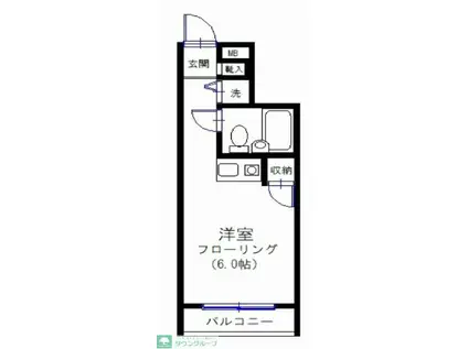 プランドール國中(ワンルーム/3階)の間取り写真