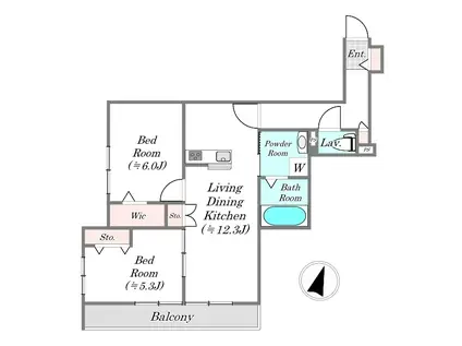 RECOLT三田(2LDK/1階)の間取り写真