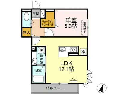  D-ROOMせのやII(1LDK/2階)の間取り写真