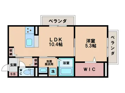 SINFARIA YUZATO B棟(1LDK/2階)の間取り写真