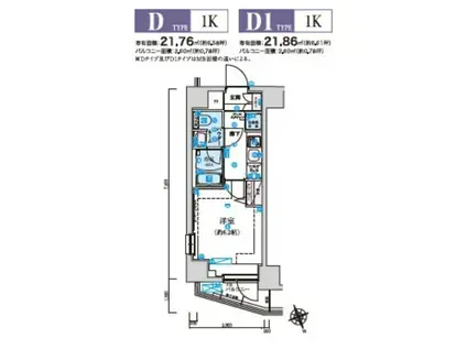 リヴシティ初台(1K/6階)の間取り写真