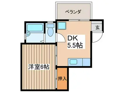 サンビレッジ春日(1DK/2階)の間取り写真