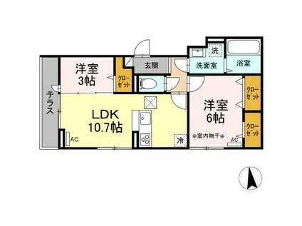 D-ROOM CINNAMON(2LDK/1階)の間取り写真