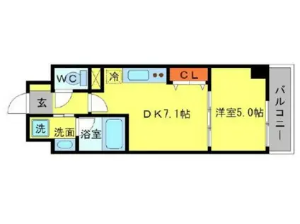 BRAVI南堀江(1DK/8階)の間取り写真