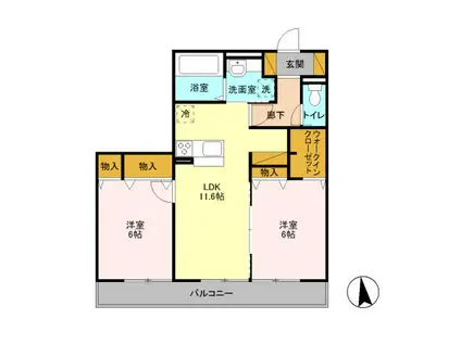 グレイスヒル(2LDK/2階)の間取り写真