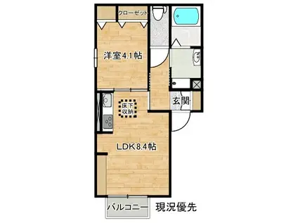 EL VIENTO KSR(1LDK/1階)の間取り写真