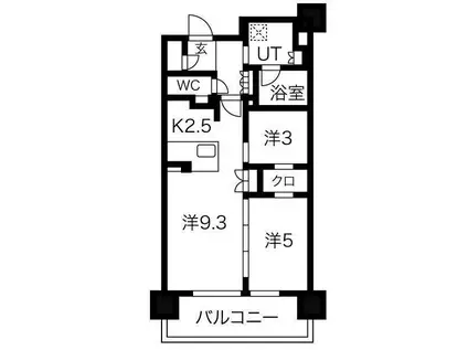 ローレルアイ名駅東(2LDK/13階)の間取り写真