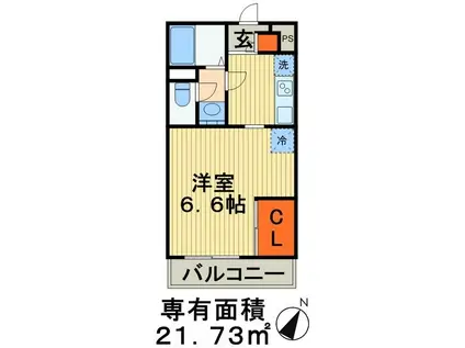 リブリ・谷津(1K/1階)の間取り写真