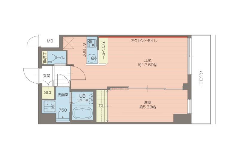 プレジオ西宮北口(1LDK/2階)の間取り写真