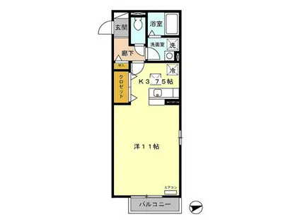 ボナンザ(ワンルーム/1階)の間取り写真