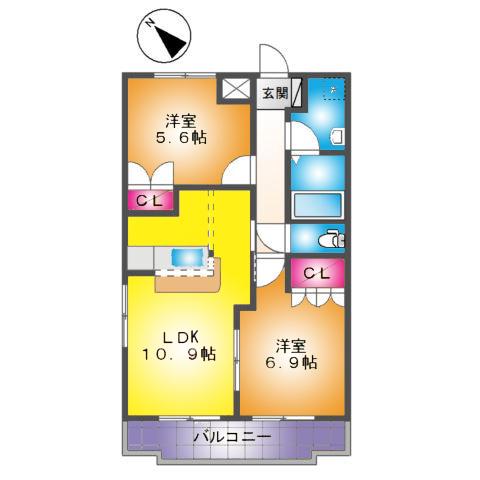 パインツリー(2LDK/2階)の間取り写真