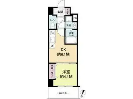 ライブガーデン江坂IX(1DK/4階)の間取り写真