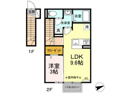 IDEAL(1LDK/2階)の間取り写真