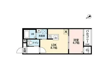 EMBELLIR TROISアンベリールトロ(1LDK/1階)の間取り写真